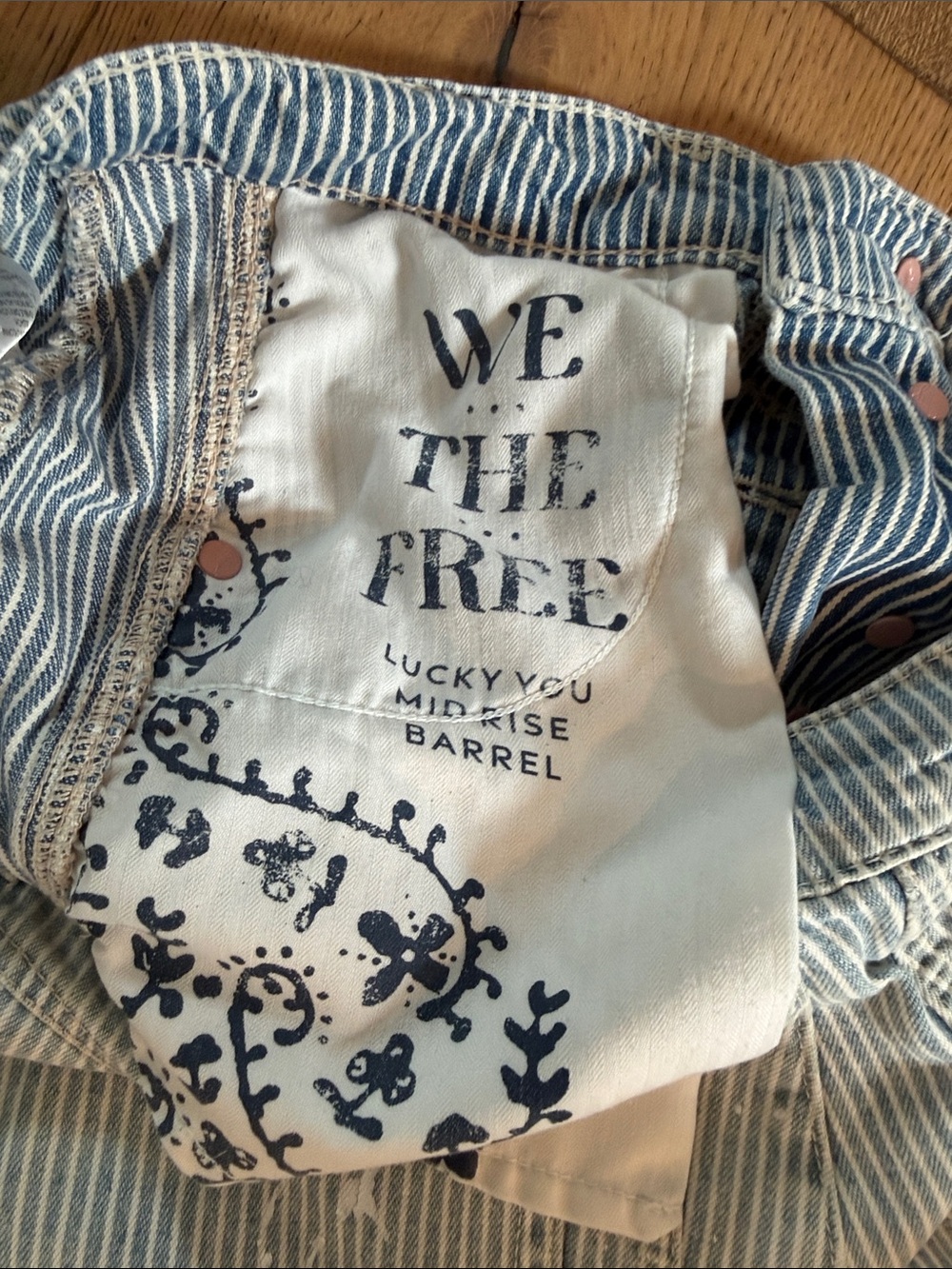 We The Free Light Blue Striped Barrel Jeans - Picture 5 of 11